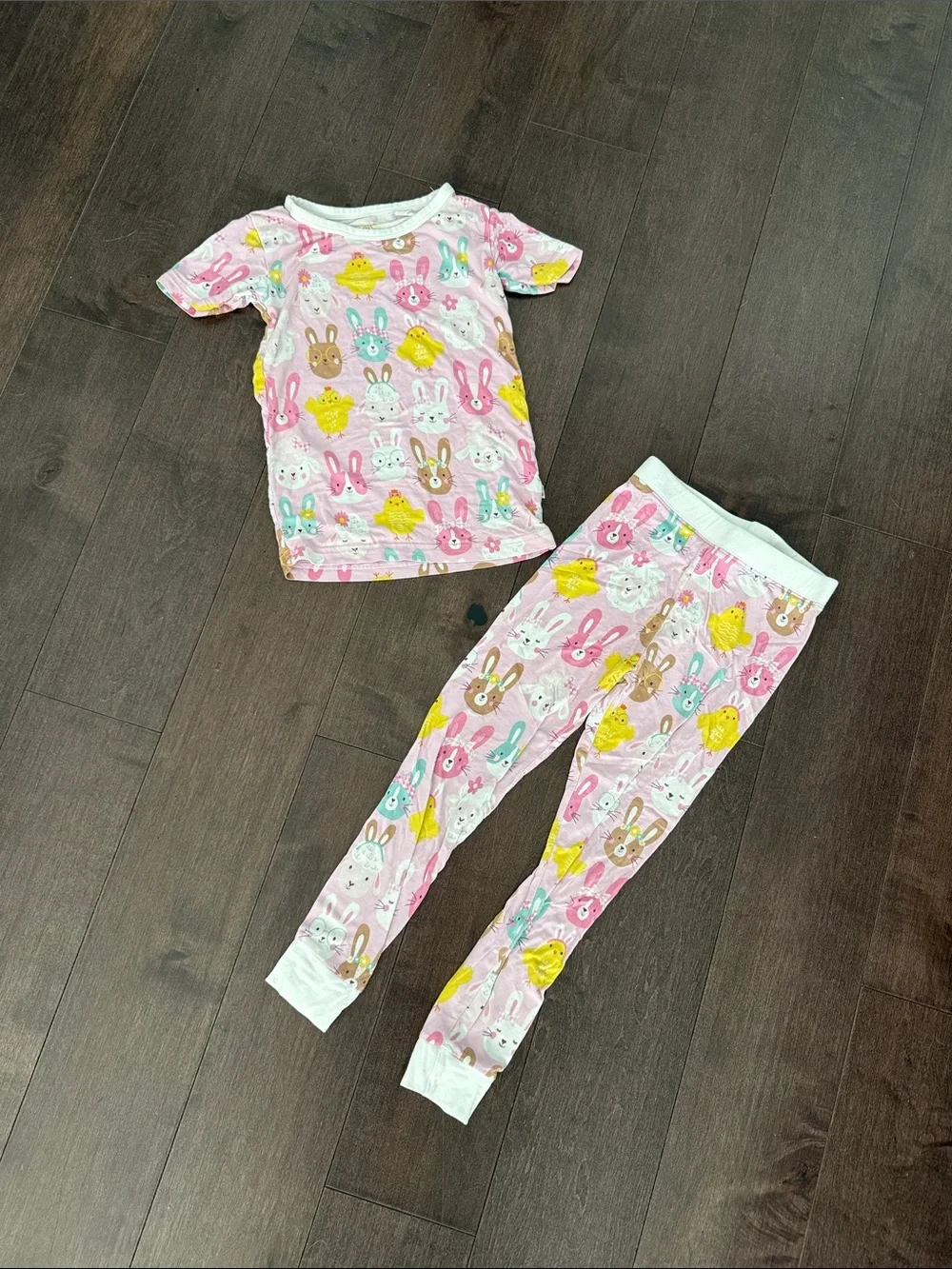 Little Sleepies Pink Pastel Parade Two-Piece Short Sleeve Pajama Set 3T